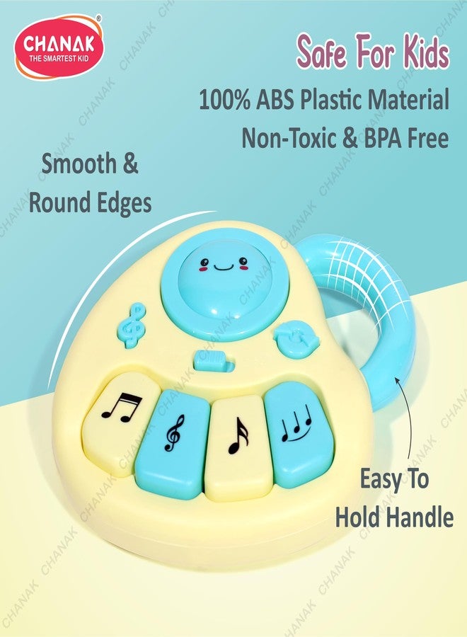 Chanak Baby Piano Musical Infant Toy 4 Key Nodes with 31 Music melodies Includes Learning Numbers & Shapes, Flashing Lights Early Learning Baby Tiny Tunes for Boys Girls, 6 to 12 Months (Yellow/Blue) - Image 2